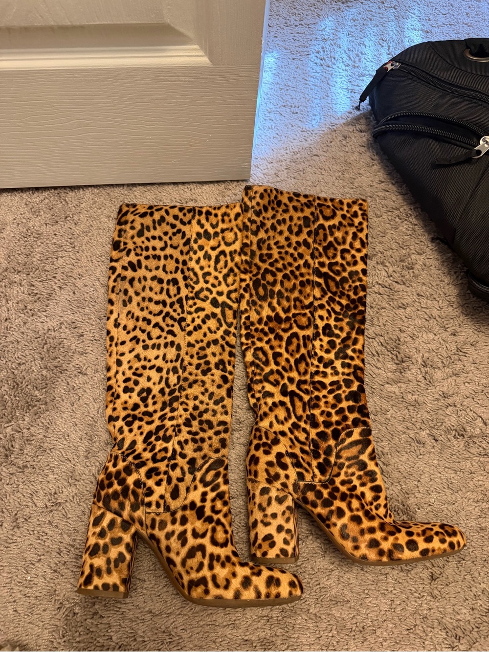 Gianni Bini Leopard Print Knee-High Heeled Boots